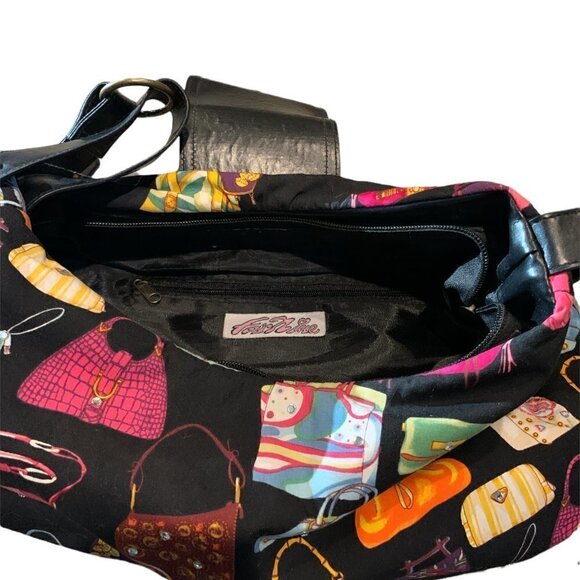 VTG Far Nine Handbag w/ Novelty Print of Ladies Purses Rhinestoned #58J - Picture 7 of 11